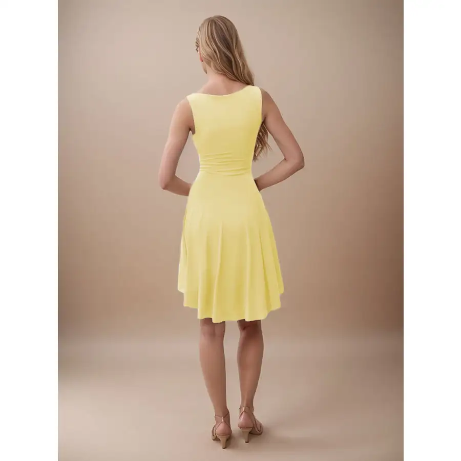 High-Low Round Neck Sleeveless Mini Dress
