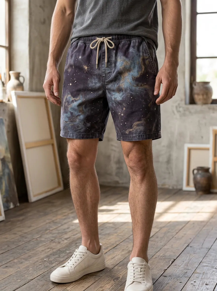 Men's Galaxy Space Nebula Drawstring Shorts
