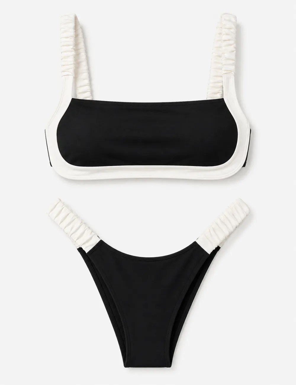 Elegant Color Block High Cut Cheeky Bikini Set