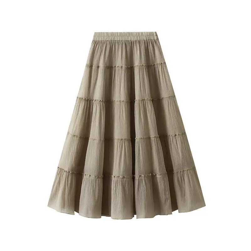 Classic Midi A-Line Pleated Ruffle Skirt