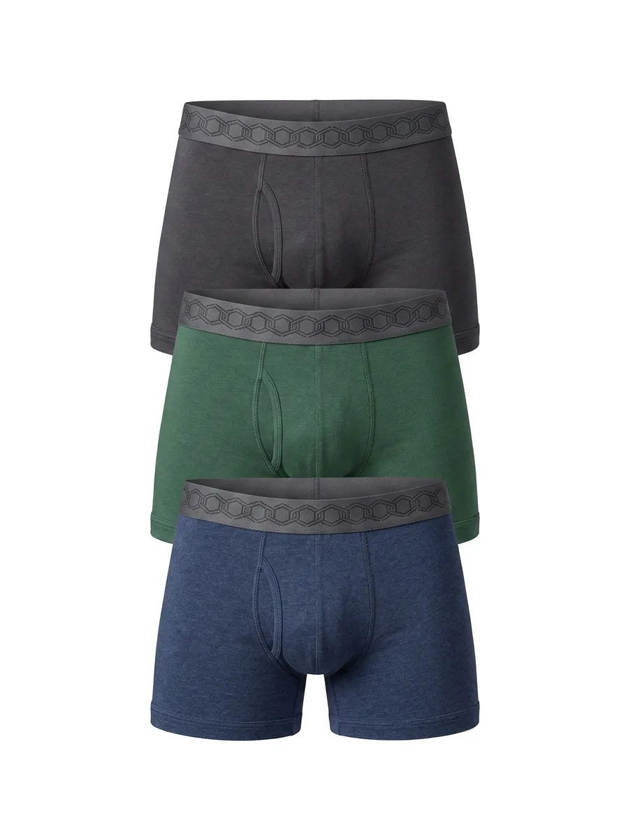 Classic Solid Geometric Three-Pack Boxer Briefs