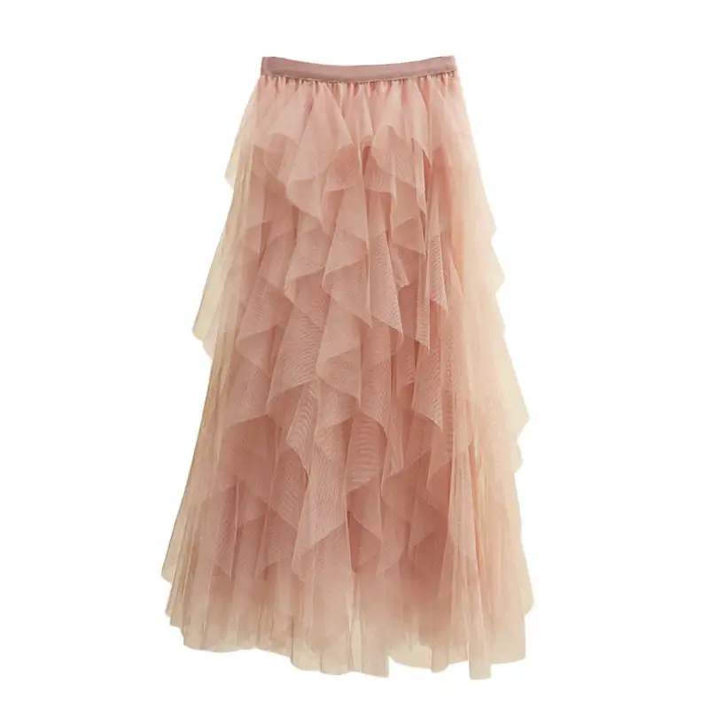 Comfort Irregular Multi-Layer Mesh Skirt