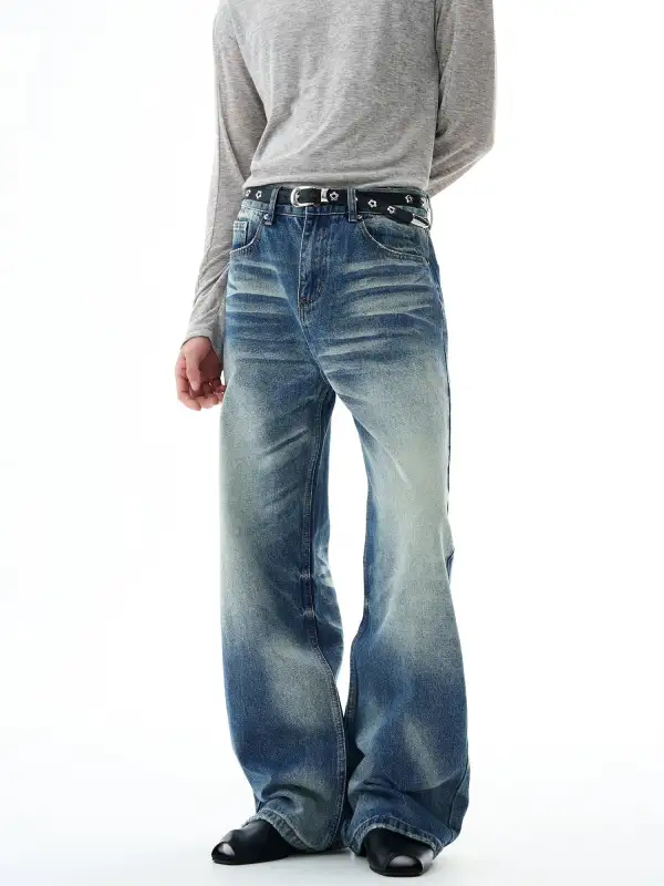 Flared Faded Washed Jeans