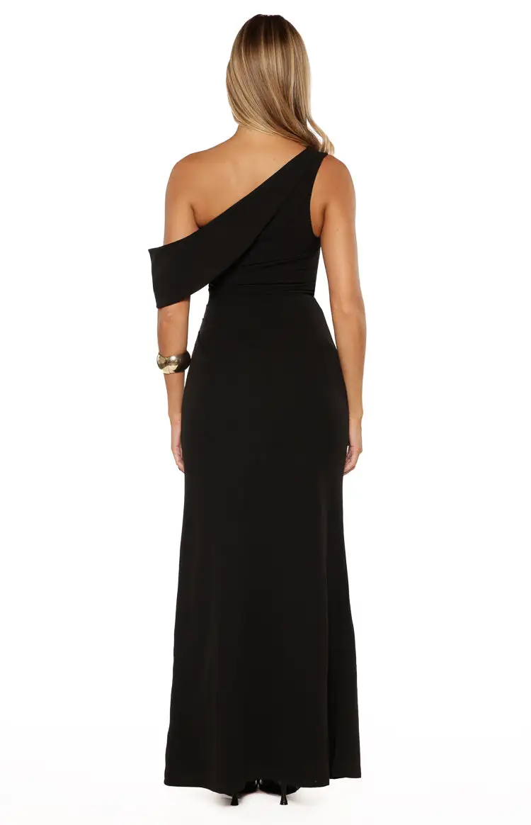 Ruched Asymmetrical Off Shoulder Maxi Dress