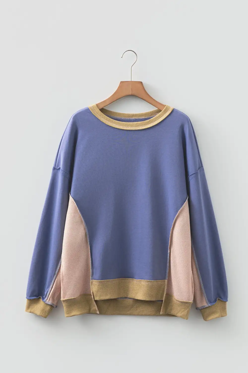 Everyday Relaxed Patchwork Waffle Knit Sweatshirt