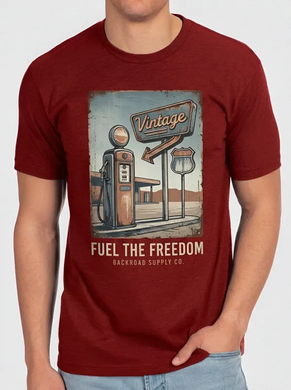 Men's Vintage Gas Station Fuel The Freedom Printed T-shirt