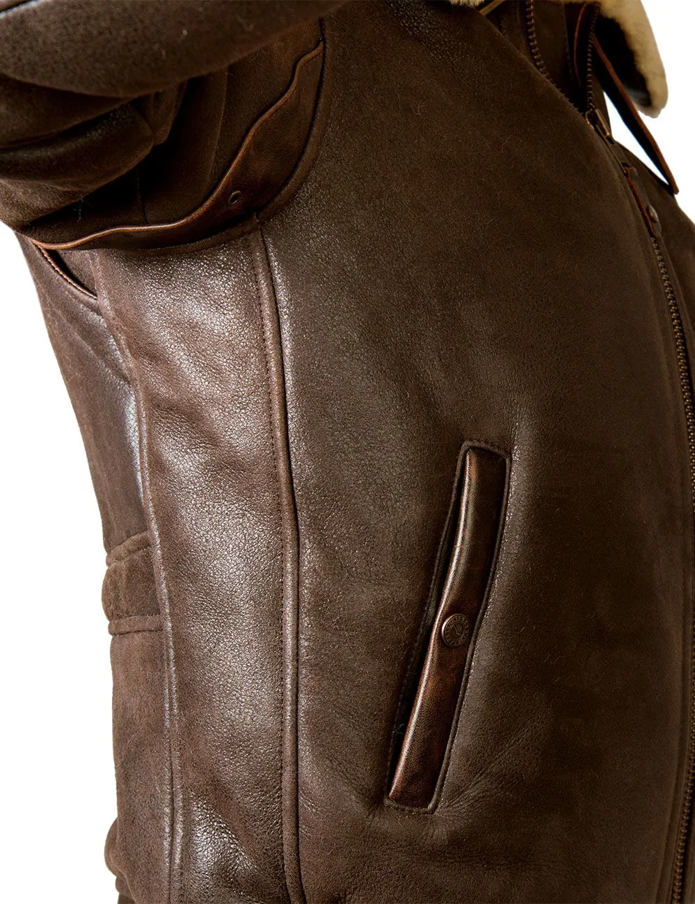 Pocket Front Faux Leather Bomber Jacket