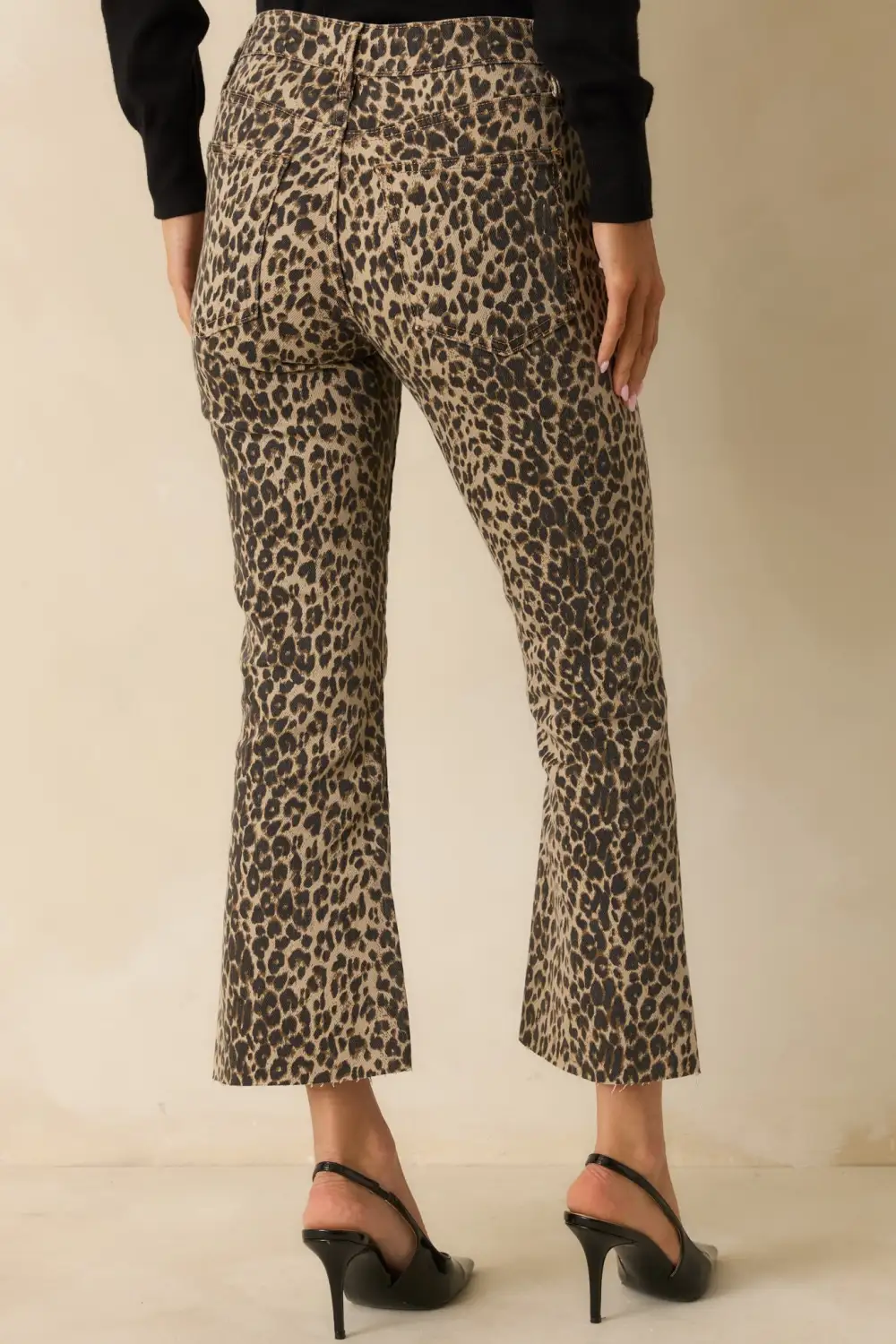 Timing Leopard Print Cropped Flare Jeans