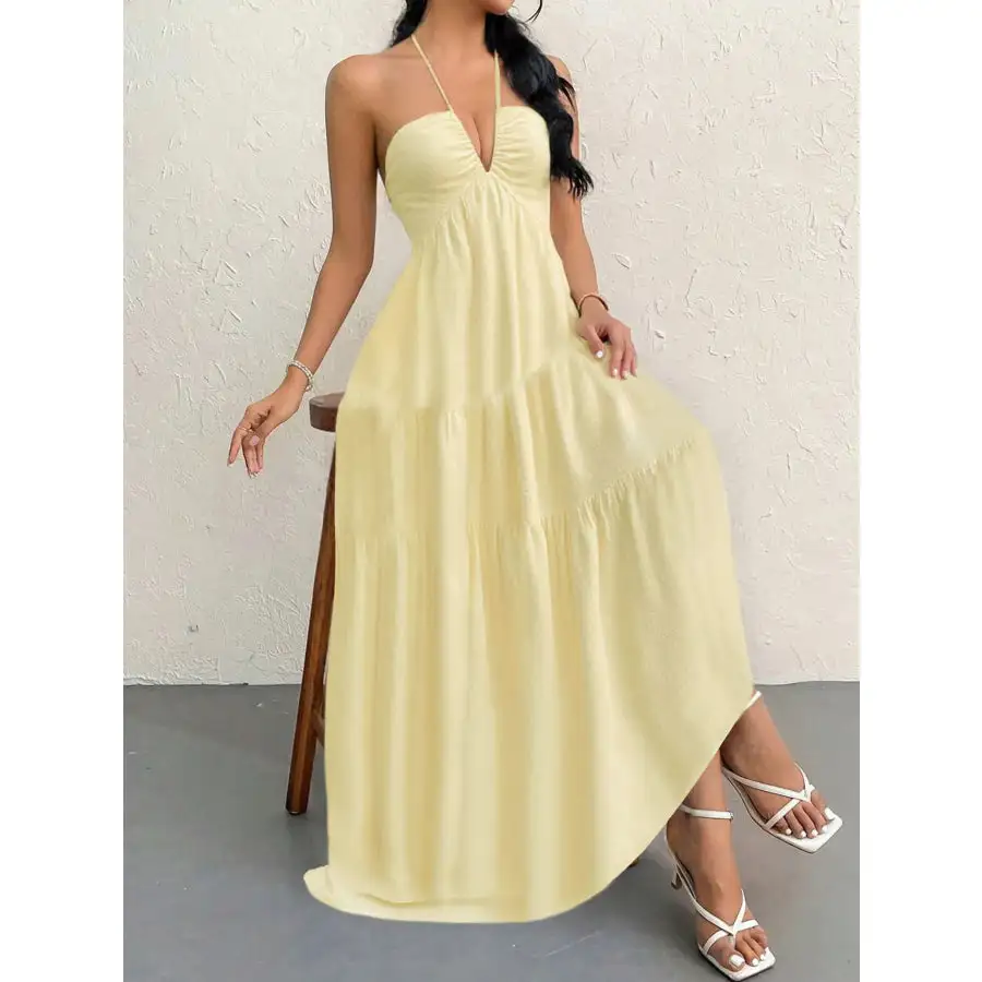 Halter Neck Tiered Maxi Dress