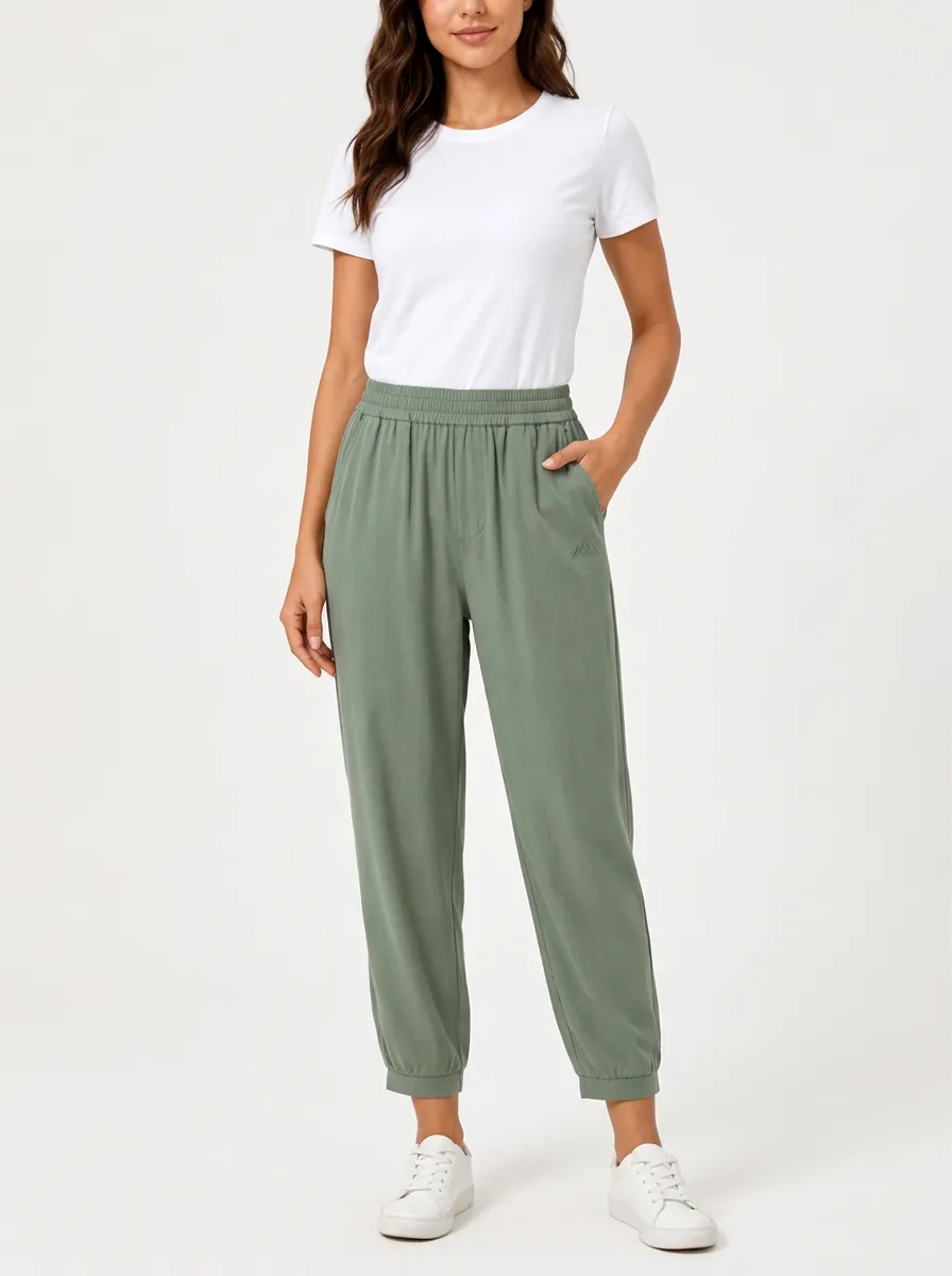 Women's Mountain Embroidered Elastic Waist Jogger Pants
