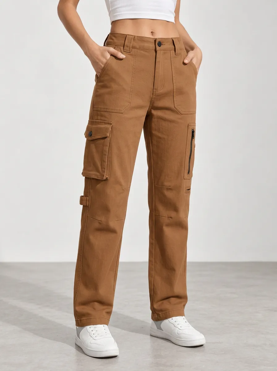 Women's Multi-Pocket Trail Casual Utility Straight Leg Pants