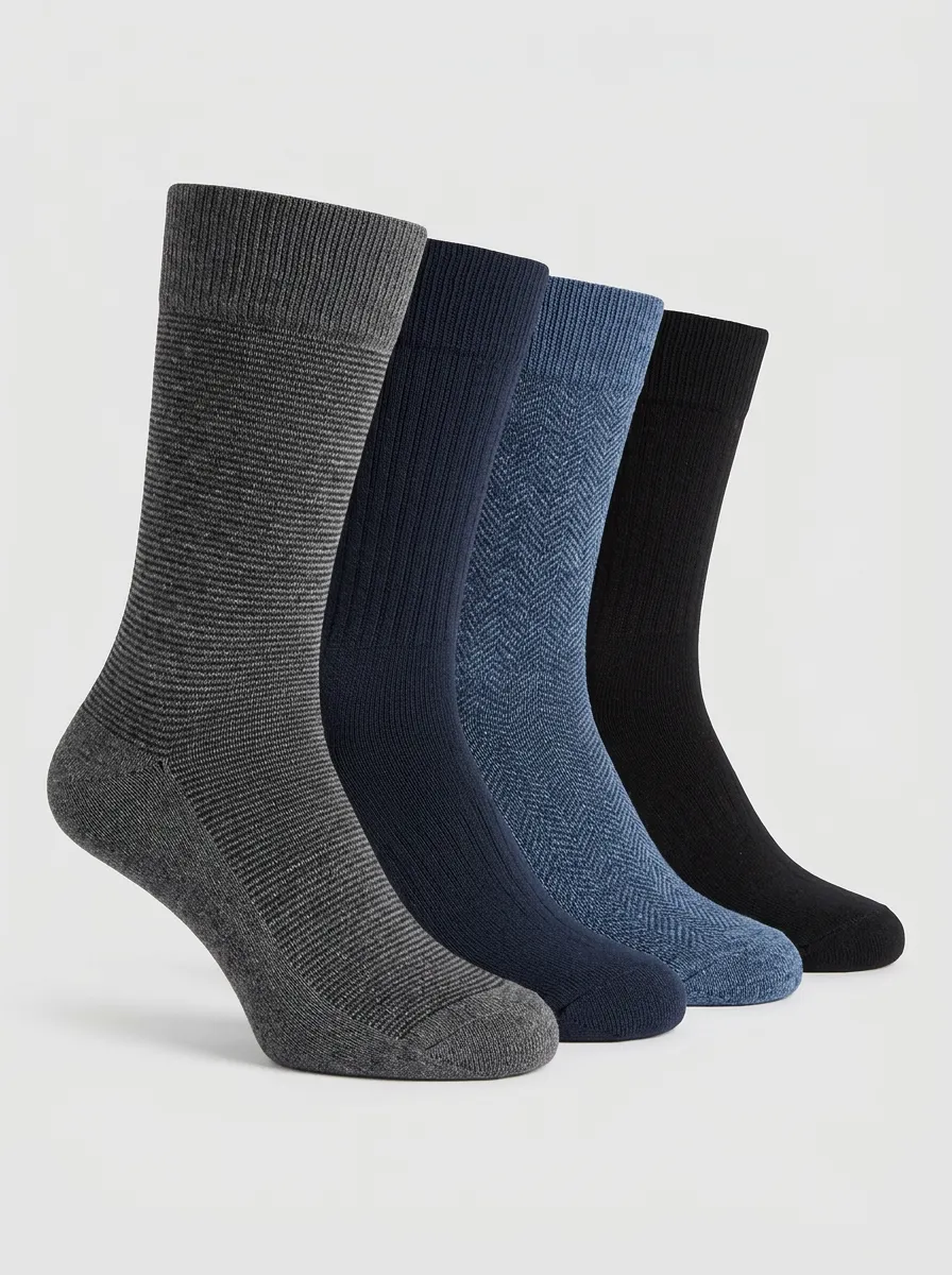 Essential Crew Patterned Wardrobe Essential Men's Four Pair Socks