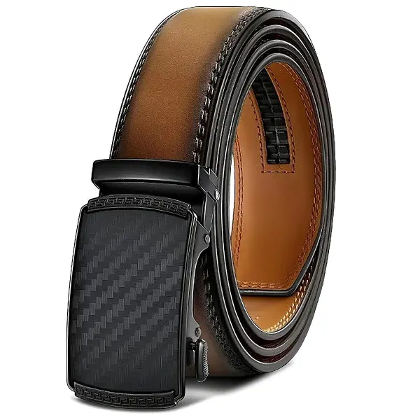 [Can be trimmed] Mens Belt Leather Ratchet