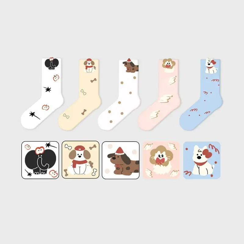 Playful Puppy Pattern Crew Socks