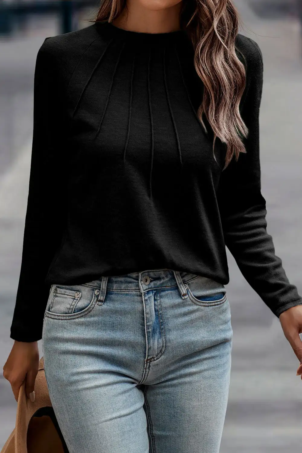 Women's Solid Long Sleeve Raglan Sleeve Top