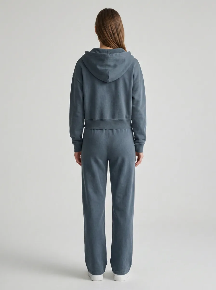 Zip-Up Cargo-Jogger Jogger Minimal Women's Cropped Zip-Up Hoodie Jogger Active Set