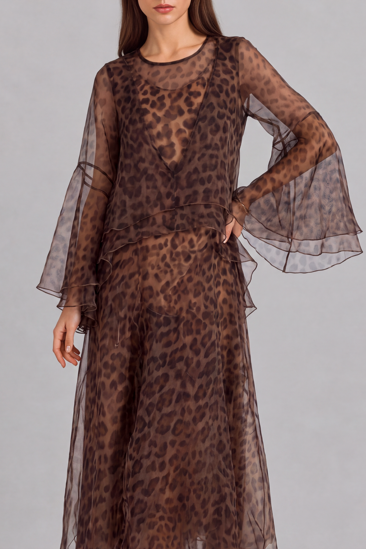 Classic Leopard Pattern Printed Maxi Dress