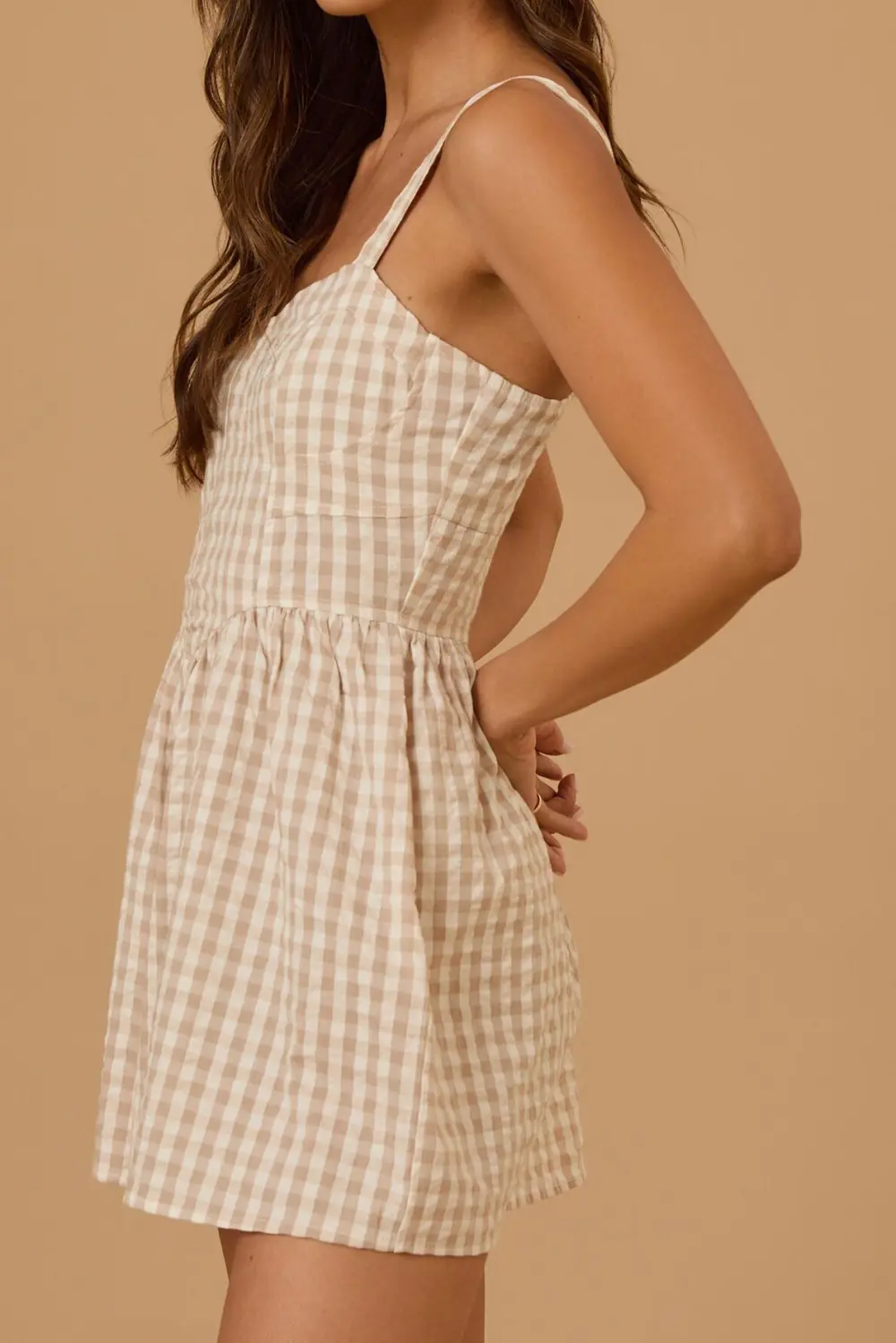 Gingham Casual Style Romper