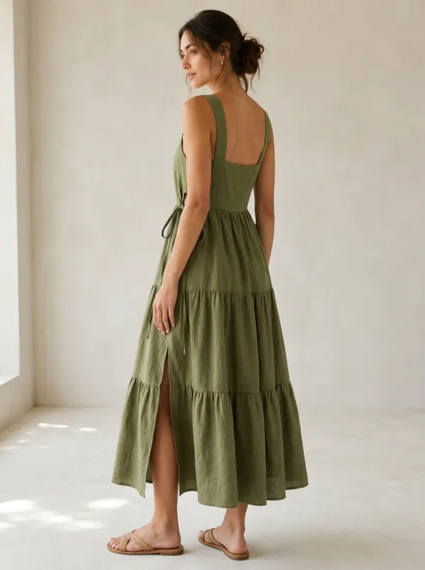 Women's Casual Tiered Maxi Backless Dress