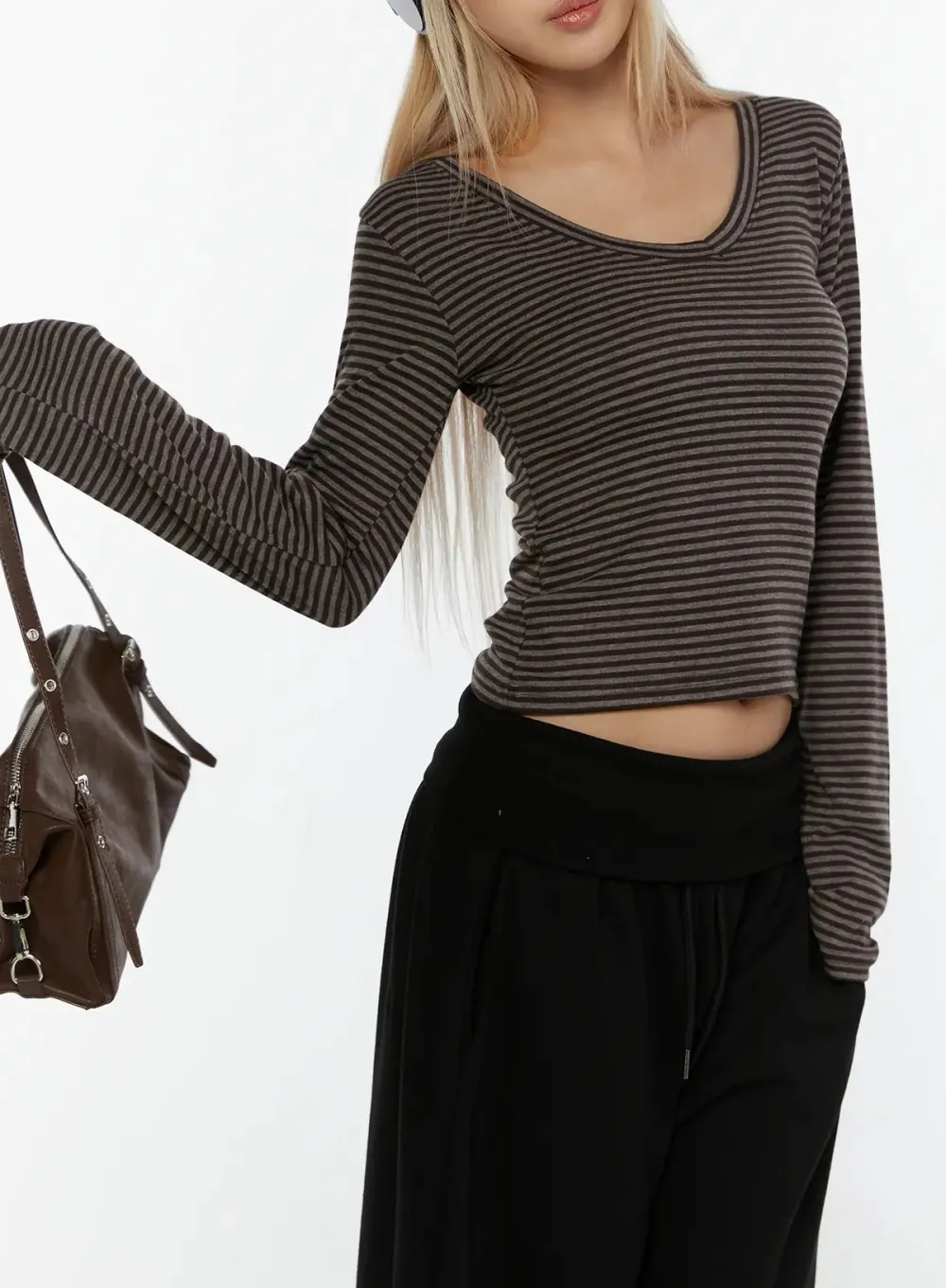 Striped V-Neck Long Sleeve Top