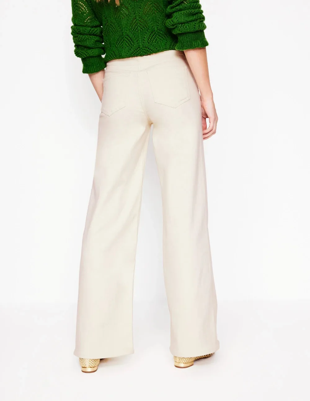 High Rise Wide Leg Jeans -Ecru