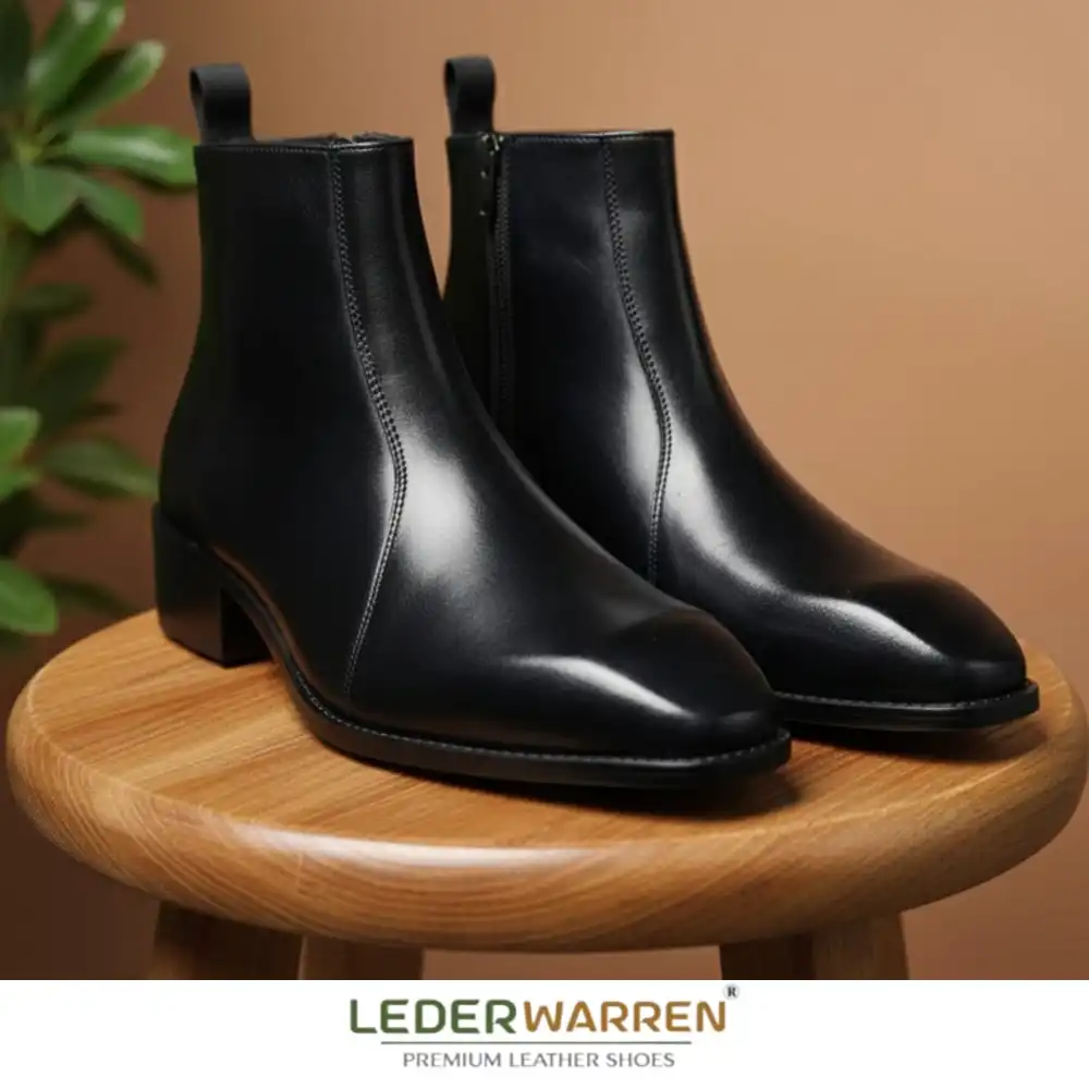 Side Zip Leather Chelsea Boots