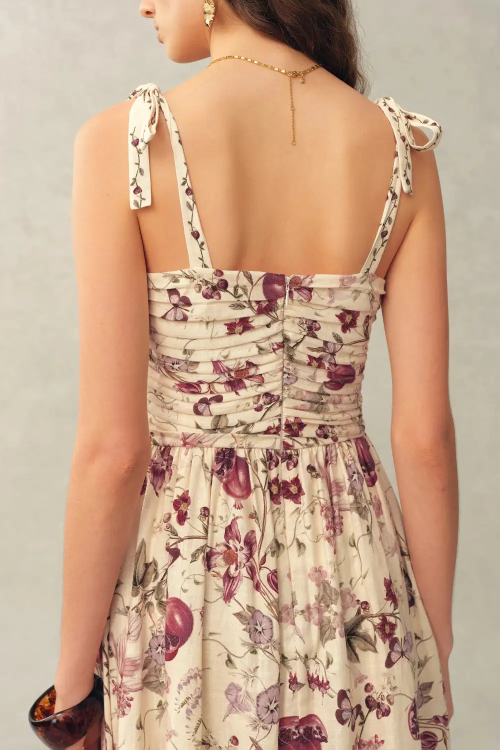 Sleeveless Floral Linen Blend Midi Dress