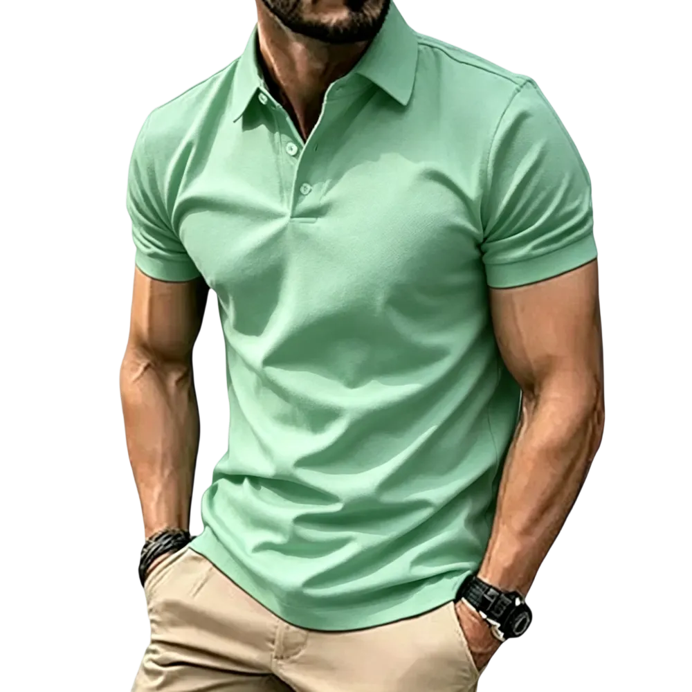 Men’s Casual Business Polo Shirts, Simple and Comfortable, Skin-Friendly Polyester Fabric with Slight Stretch