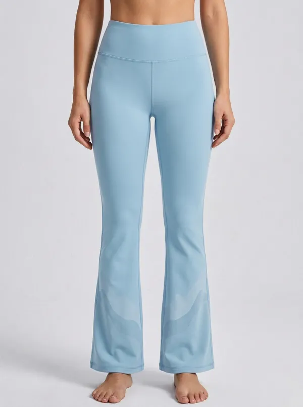 Women’s Mid-Rise Yoga Blue Mountain Wave Printed Mini Flare Yoga Pants