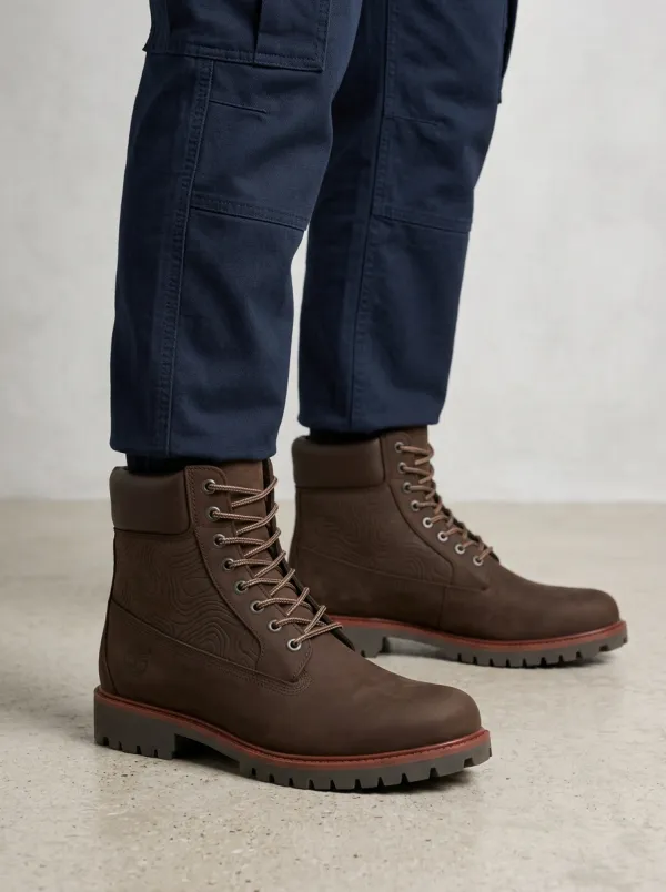 Unisex Modern Outdoor Lover Topographic Map Print Work Boots