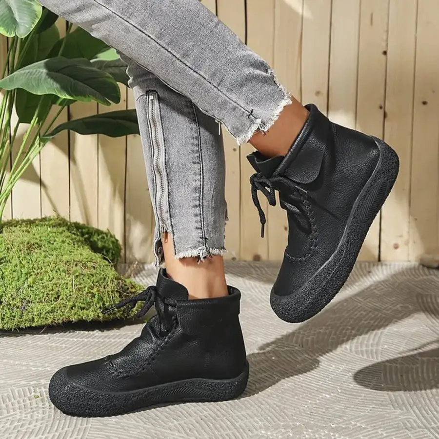 Classic Lace Up Platform Ankle Boots