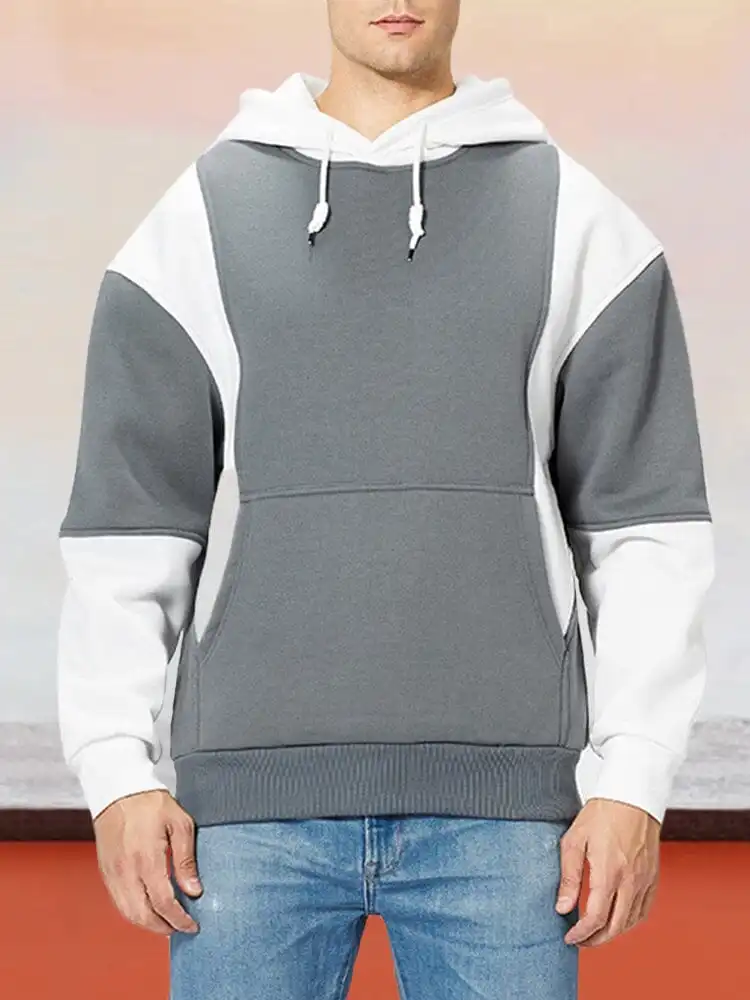 Soft Knit Ribbed Trim Pullover Hoodie