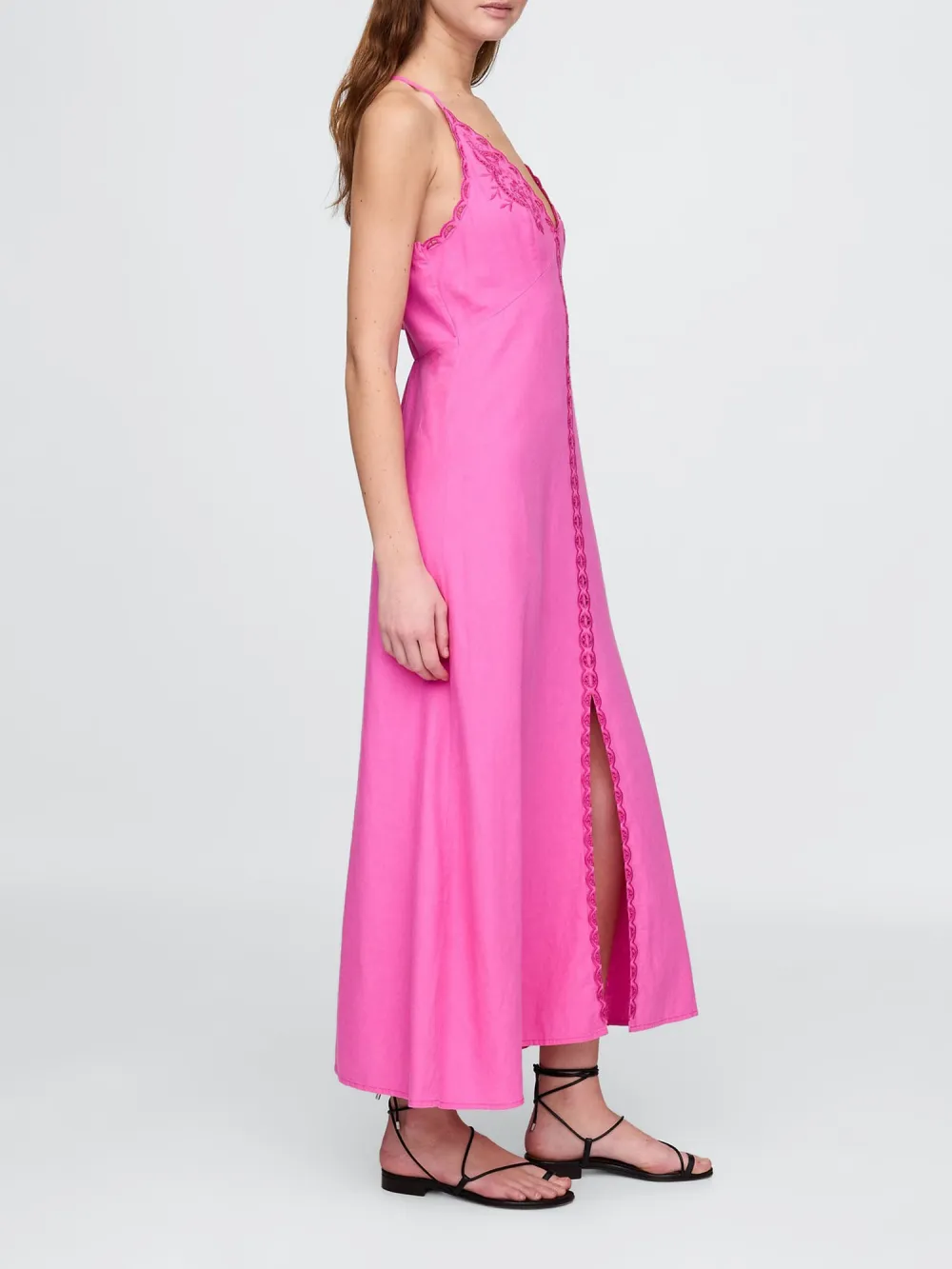 Deep V-Neck Slit Dress