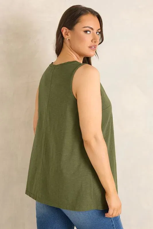 Khaki Green Premium Cotton Vest Top