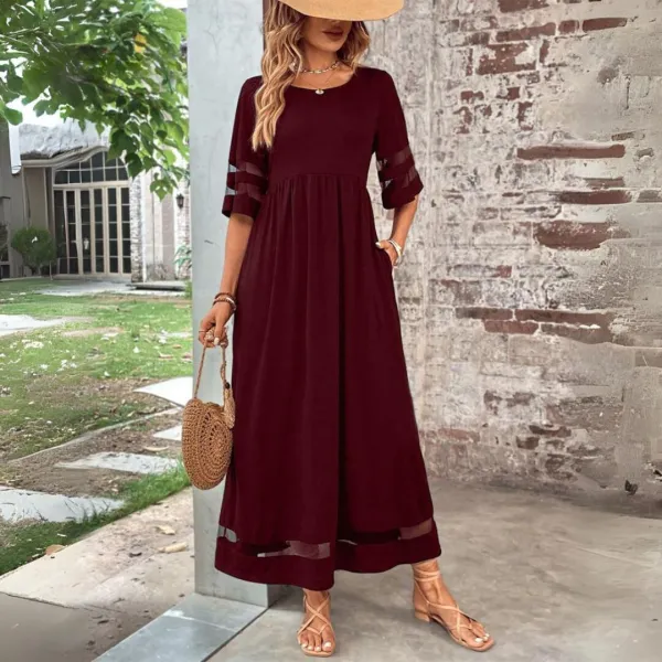  Refined Mesh Detail Maxi Dress