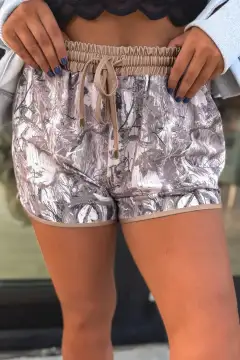 Camo Woodland Print Drawstring Active Shorts