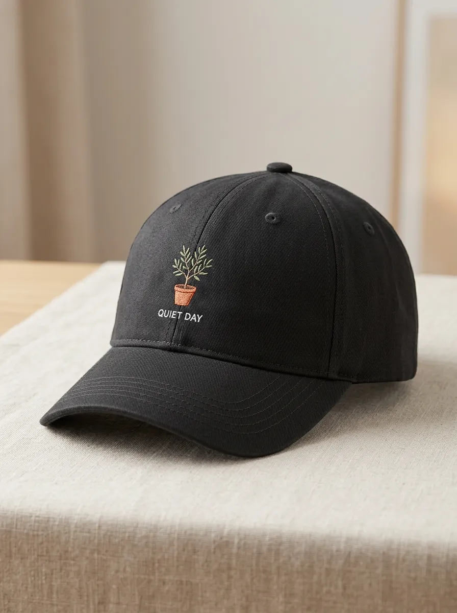 Classic Plant-Lover Quiet-Day Embroidered Potted-Plant Unisex Baseball Cap