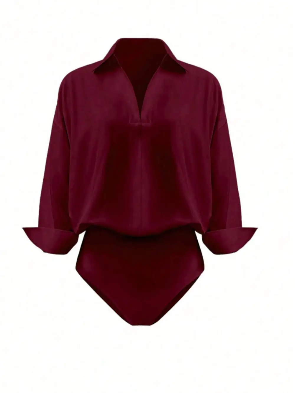 Button Down Long Sleeve Bodysuit Shirt