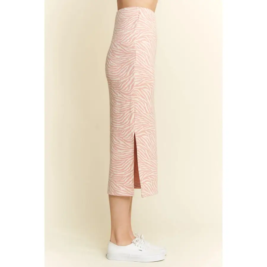 Everyday Jade By Jane Print Side Slit Midi Skirt