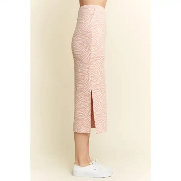 Everyday Jade By Jane Print Side Slit Midi Skirt