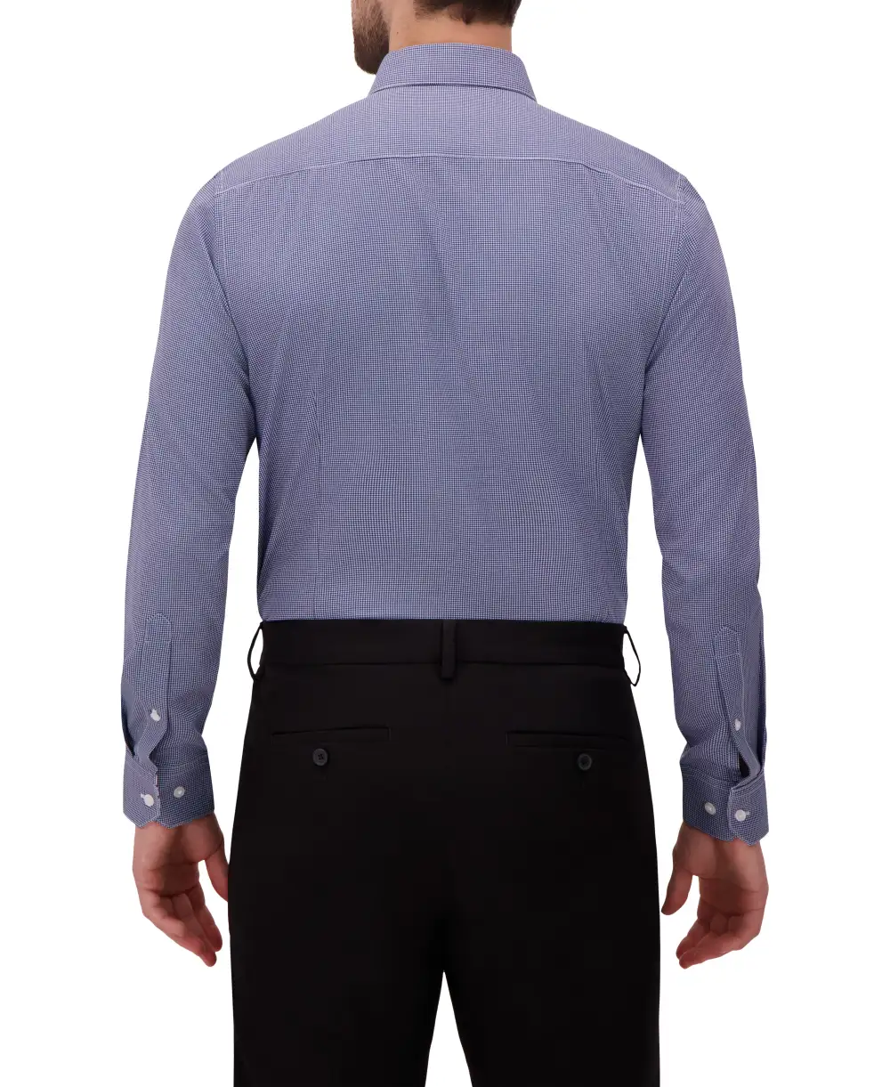 Classic Houndstooth Four-Way-Stretch Modern-Fit Men's Dress Shirt