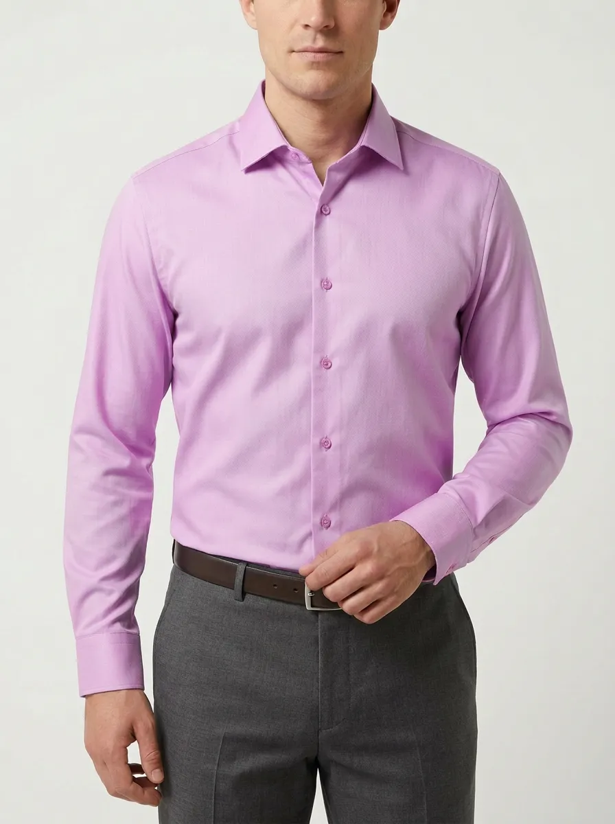 Men's Classic Point-Collar Long-Sleeve Chest-Pocket Dress Shirt