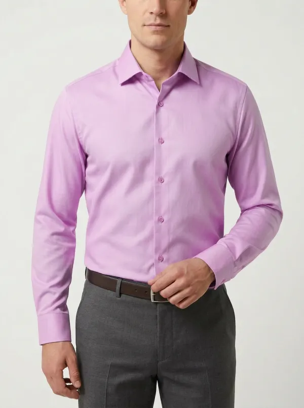 Men's Classic Point-Collar Long-Sleeve Chest-Pocket Dress Shirt