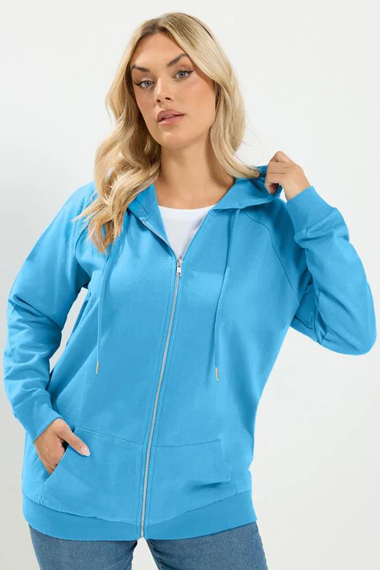 Blue Zip Through Raglan Hoodie detail 1