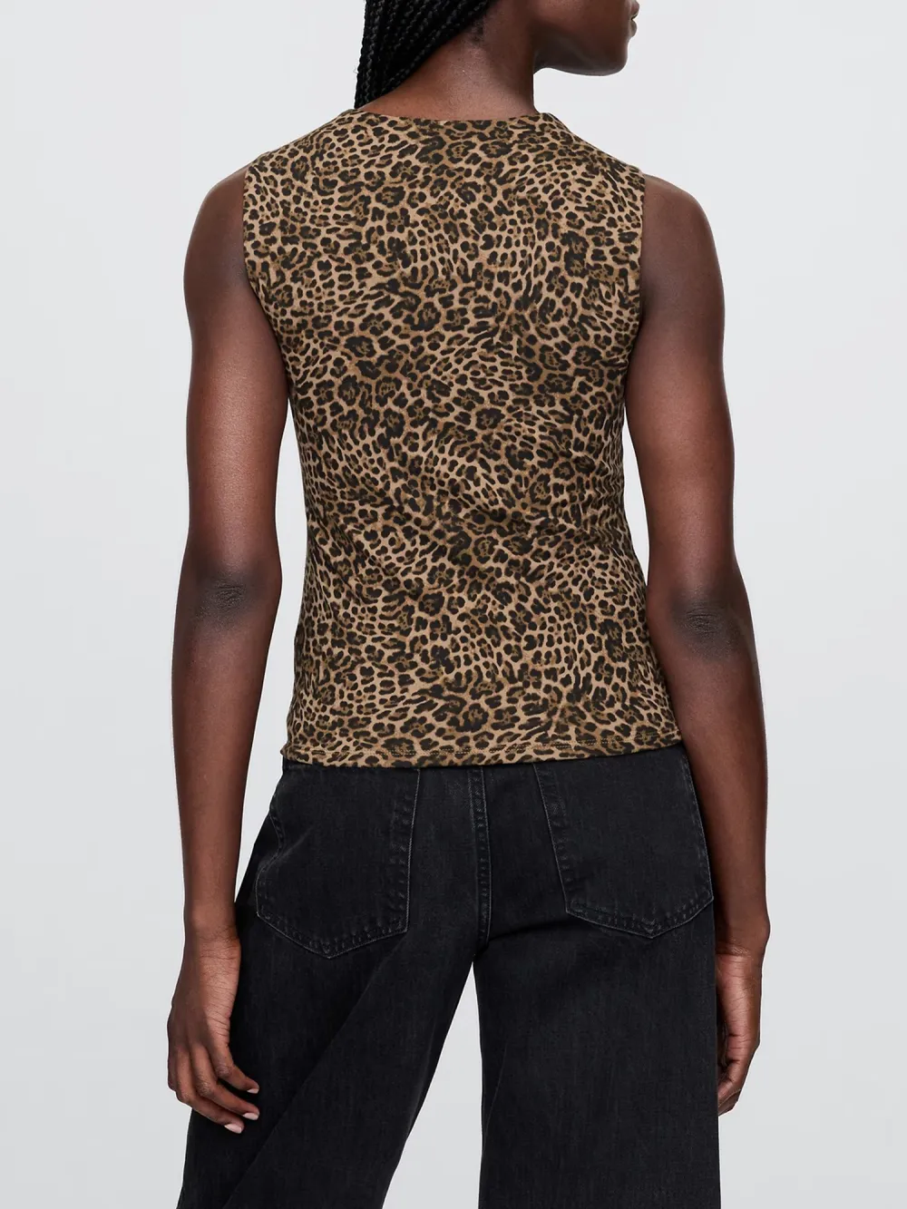Leopard Print Square Neck Vest