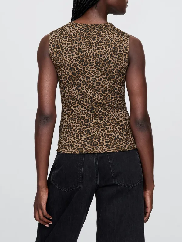 Leopard Print Square Neck Vest
