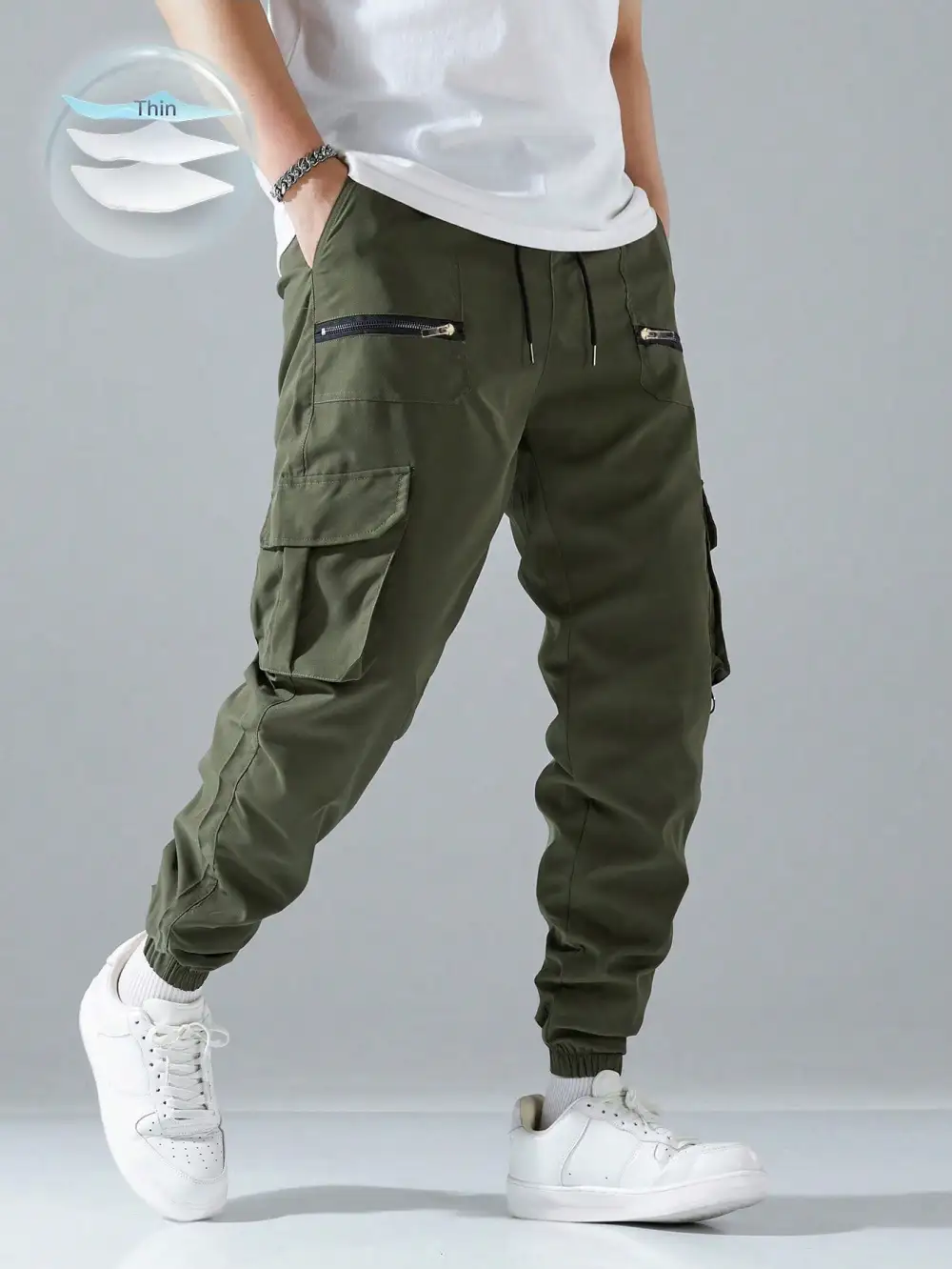 Men's Slim Cargo Pockets Cargo Pants