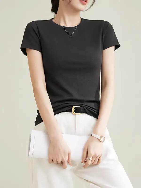 Short Sleeve Slim Fit Round Neck T-Shirt