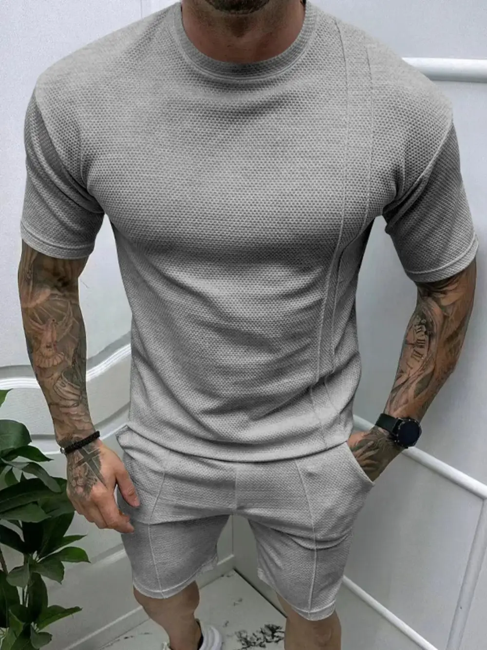 Round Neck Tee T-Shirt And Shorts Set