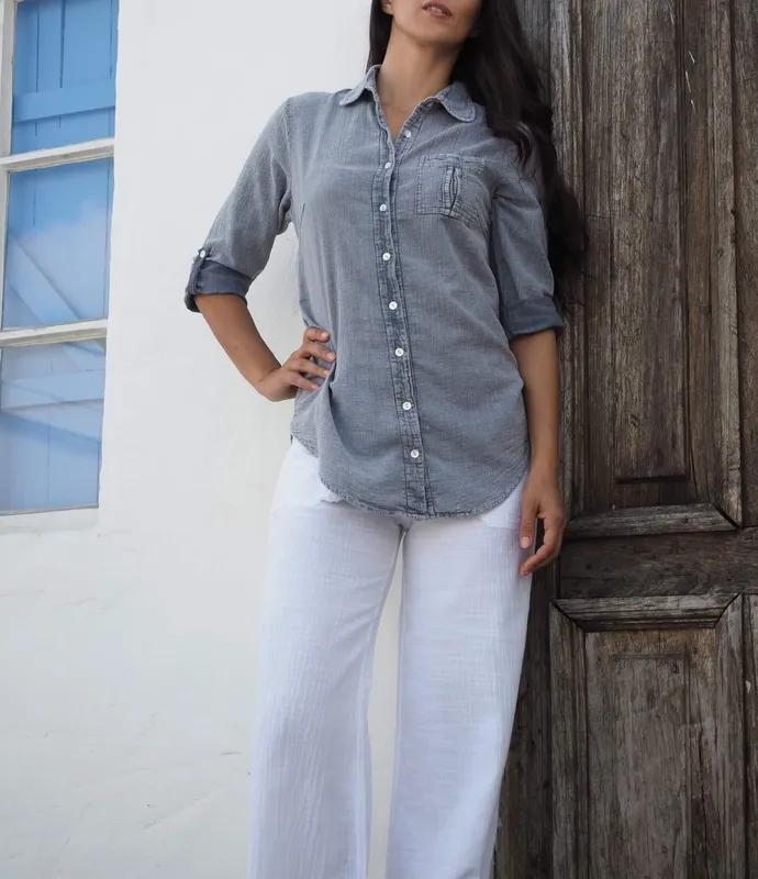 Fossil Gray Clean Button Shirt